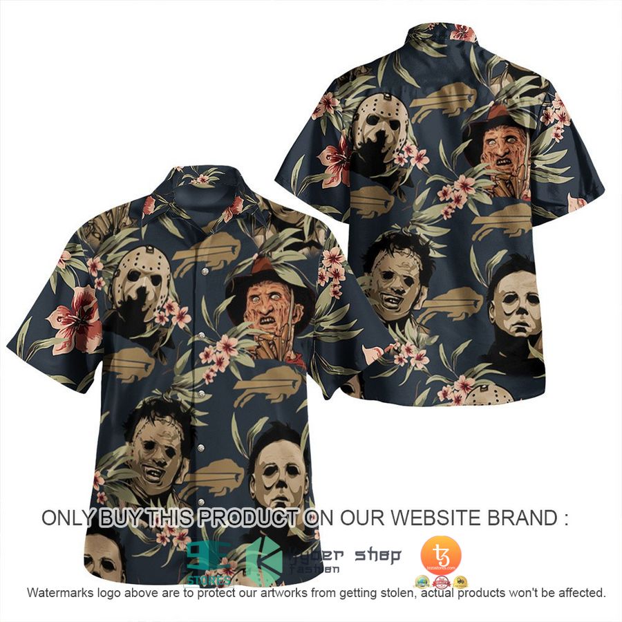 NEW Michael Myers Leatherface Jason Voorhees Freddy Krueger Buffalo Bills Hawaii Shirt, Shorts 2 michael myers leatherface jason voorhees freddy krueger buffalo bills hawaiian shirt shorts 2 53211