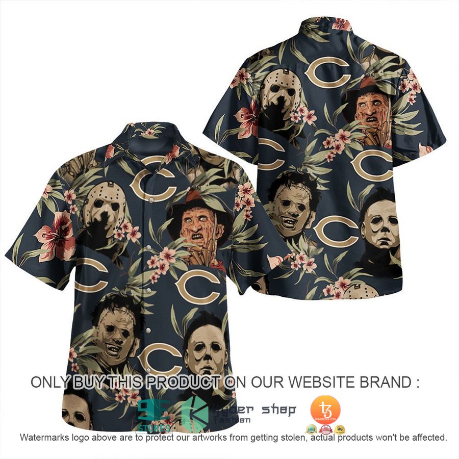 NEW Michael Myers Leatherface Jason Voorhees Freddy Krueger Chicago Bears Hawaii Shirt, Shorts 2 michael myers leatherface jason voorhees freddy krueger chicago bears hawaiian shirt shorts 2 73305
