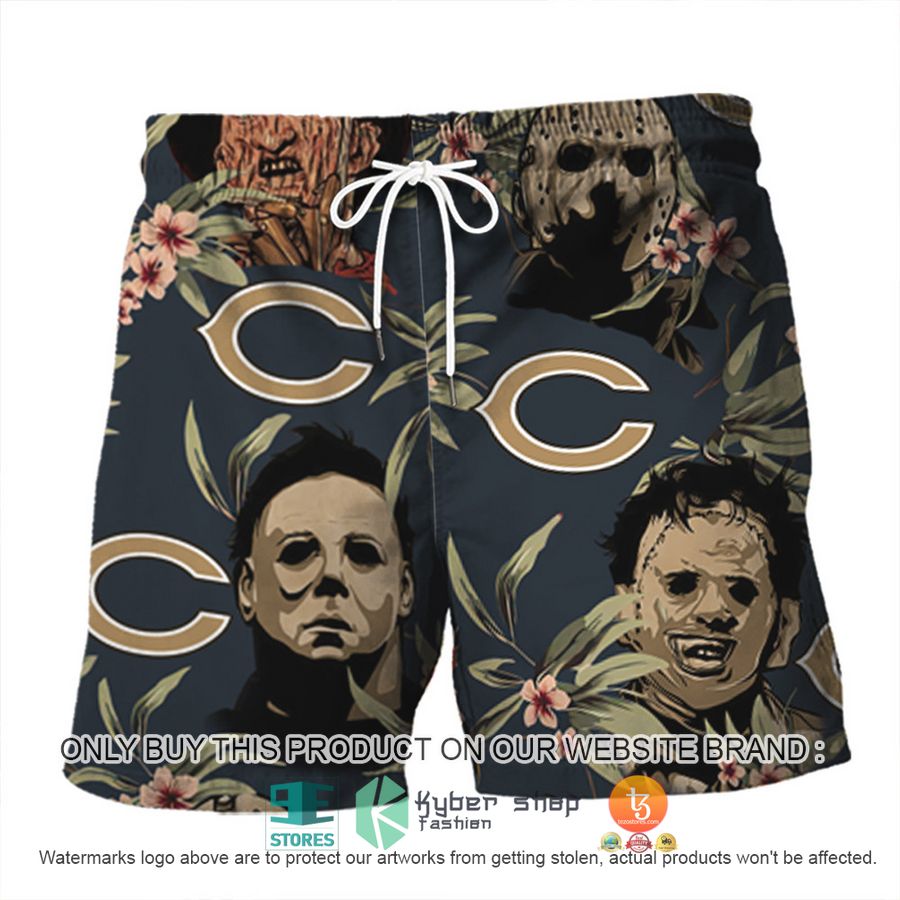 NEW Michael Myers Leatherface Jason Voorhees Freddy Krueger Chicago Bears Hawaii Shirt, Shorts 3 michael myers leatherface jason voorhees freddy krueger chicago bears hawaiian shirt shorts 3 18290