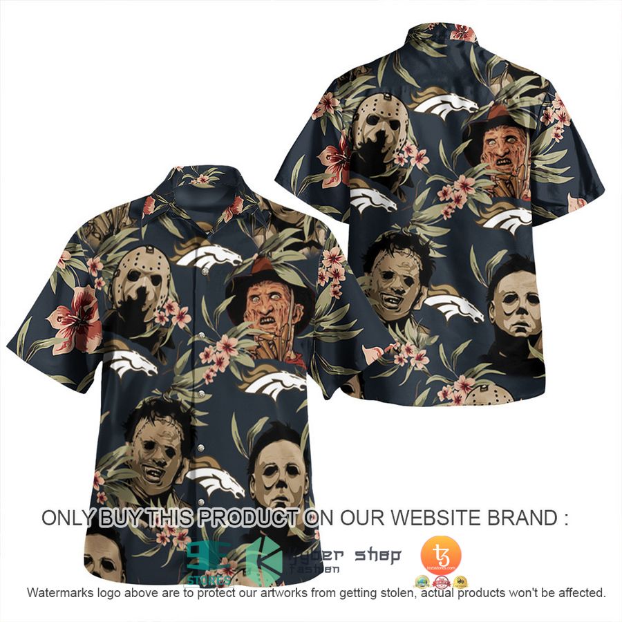 NEW Michael Myers Leatherface Jason Voorhees Freddy Krueger Denver Broncos Hawaii Shirt, Shorts 2 michael myers leatherface jason voorhees freddy krueger denver broncos hawaiian shirt shorts 2 26116