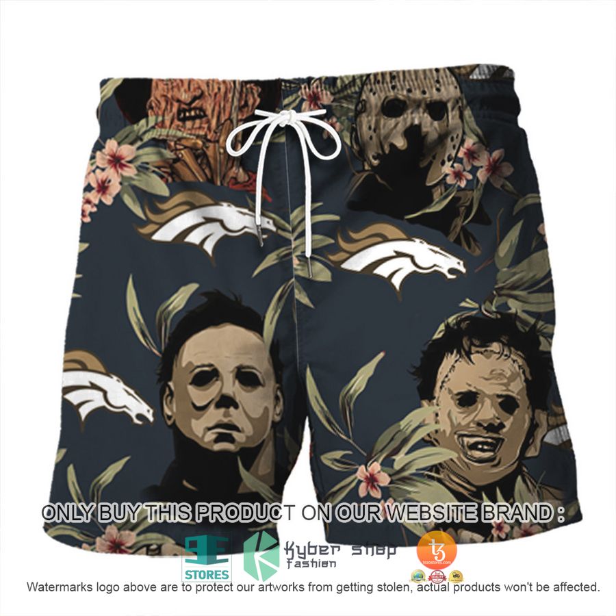 NEW Michael Myers Leatherface Jason Voorhees Freddy Krueger Denver Broncos Hawaii Shirt, Shorts 3 michael myers leatherface jason voorhees freddy krueger denver broncos hawaiian shirt shorts 3 92526