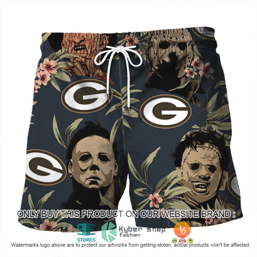 NEW Michael Myers Leatherface Jason Voorhees Freddy Krueger Green Bay Packers Hawaii Shirt, Shorts 3 michael myers leatherface jason voorhees freddy krueger green bay packers hawaiian shirt shorts 3 21994