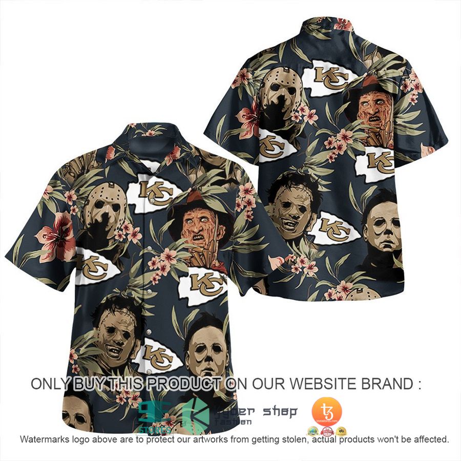 NEW Michael Myers Leatherface Jason Voorhees Freddy Krueger Kansas City Chiefs Hawaii Shirt, Shorts 3 michael myers leatherface jason voorhees freddy krueger kansas city chiefs hawaiian shirt shorts 1 43820