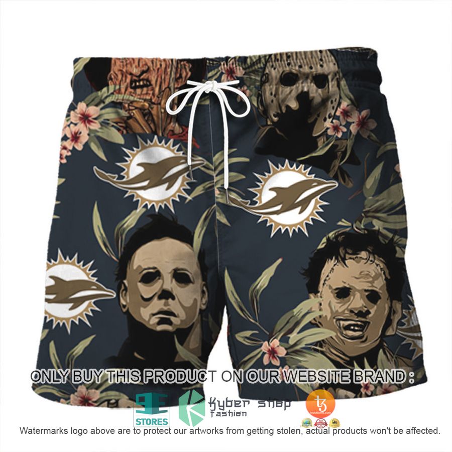 NEW Michael Myers Leatherface Jason Voorhees Freddy Krueger Miami Dolphins Hawaii Shirt, Shorts 3 michael myers leatherface jason voorhees freddy krueger miami dolphins hawaiian shirt shorts 3 60007