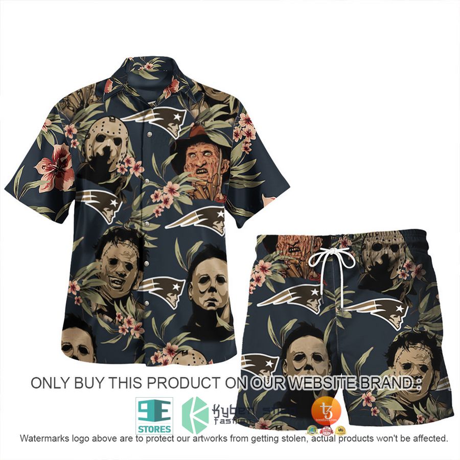 NEW Michael Myers Leatherface Jason Voorhees Freddy Krueger New England Patriots Hawaii Shirt, Shorts 5 michael myers leatherface jason voorhees freddy krueger new england patriots hawaiian shirt shorts 1 13655