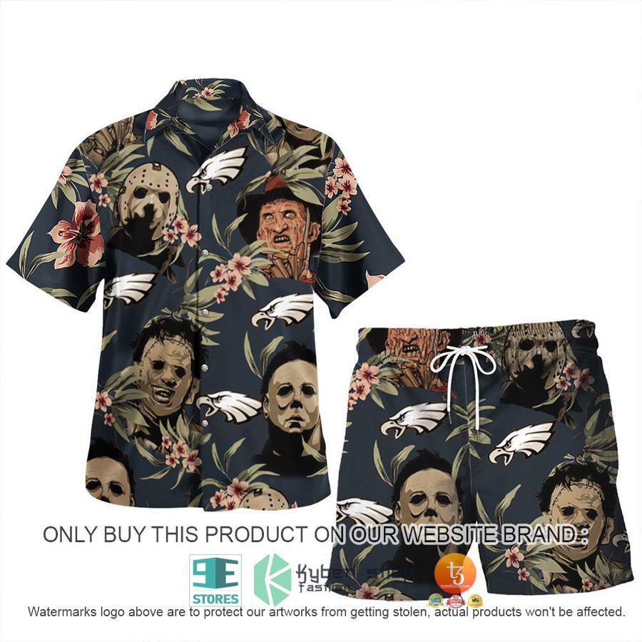 NEW Michael Myers Leatherface Jason Voorhees Freddy Krueger Philadelphia Eagles Hawaii Shirt, Shorts 6 michael myers leatherface jason voorhees freddy krueger philadelphia eagles hawaiian shirt shorts 1 21830