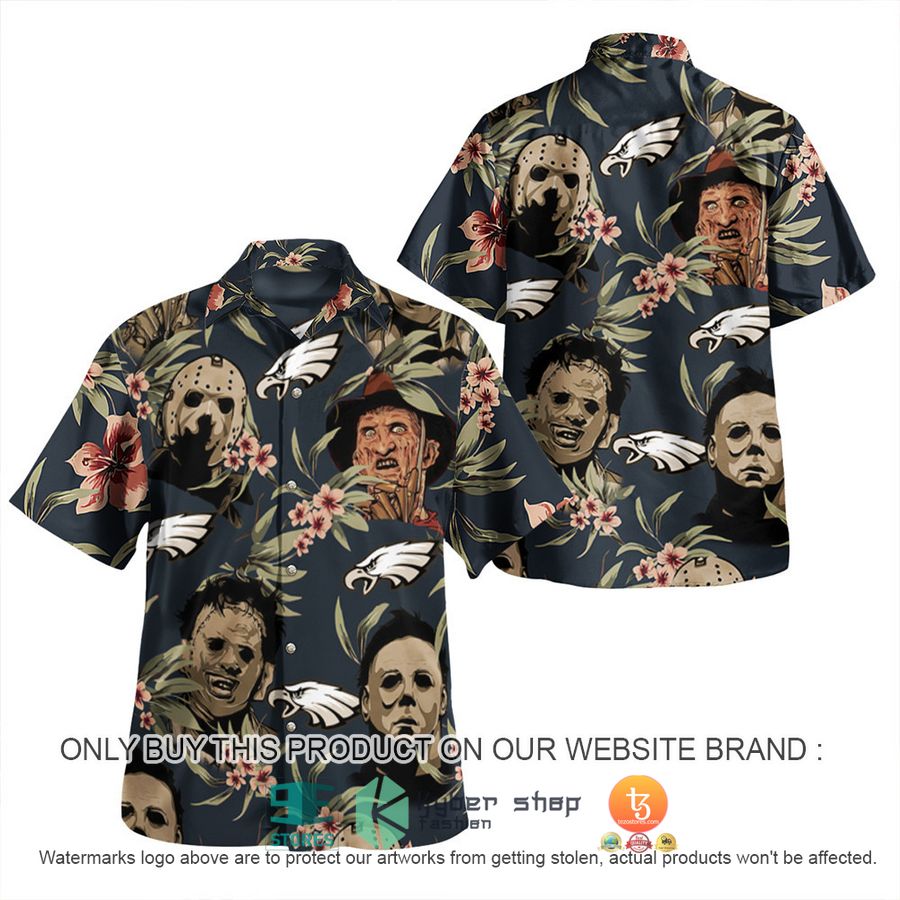 NEW Michael Myers Leatherface Jason Voorhees Freddy Krueger Philadelphia Eagles Hawaii Shirt, Shorts 2 michael myers leatherface jason voorhees freddy krueger philadelphia eagles hawaiian shirt shorts 2 62913