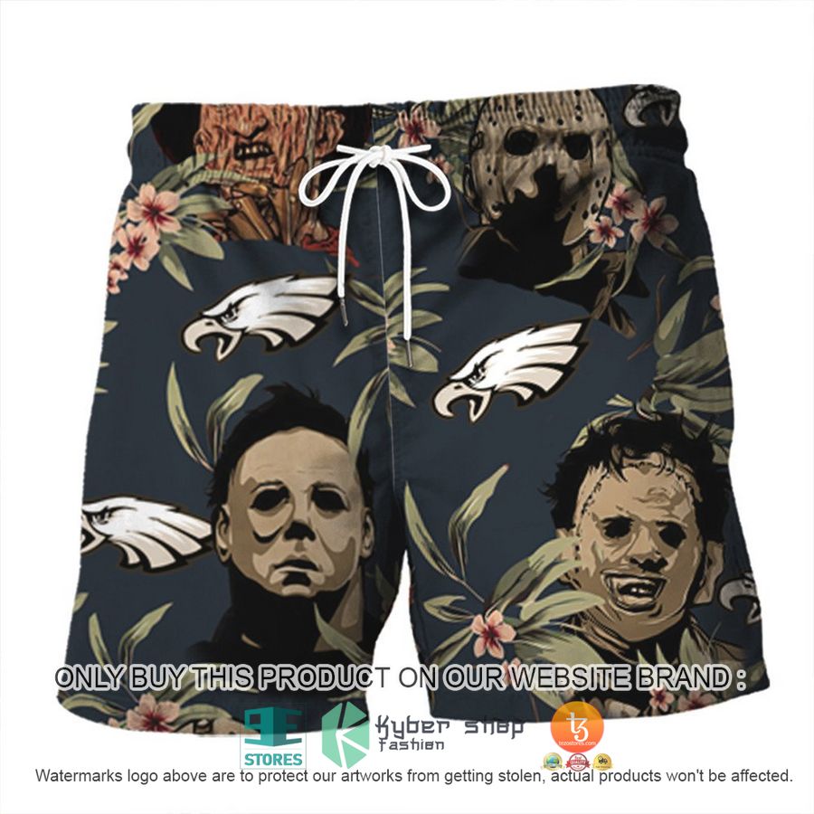 NEW Michael Myers Leatherface Jason Voorhees Freddy Krueger Philadelphia Eagles Hawaii Shirt, Shorts 3 michael myers leatherface jason voorhees freddy krueger philadelphia eagles hawaiian shirt shorts 3 14205