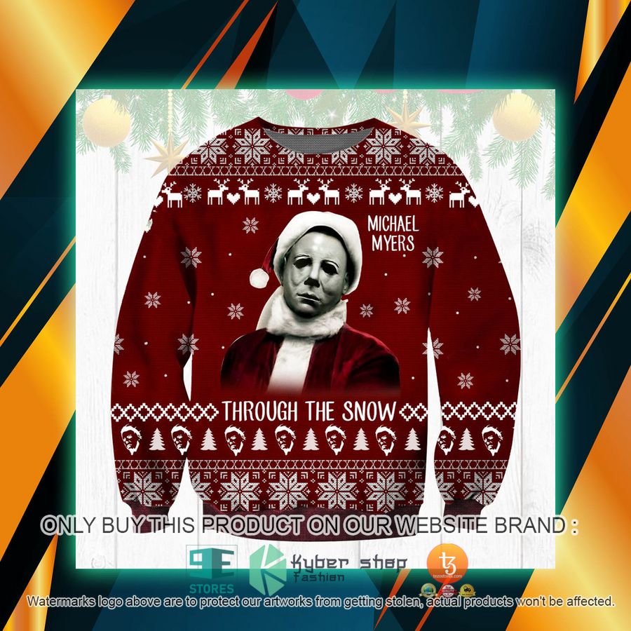 michael myers through the snow christmas ugly sweater 1 69241