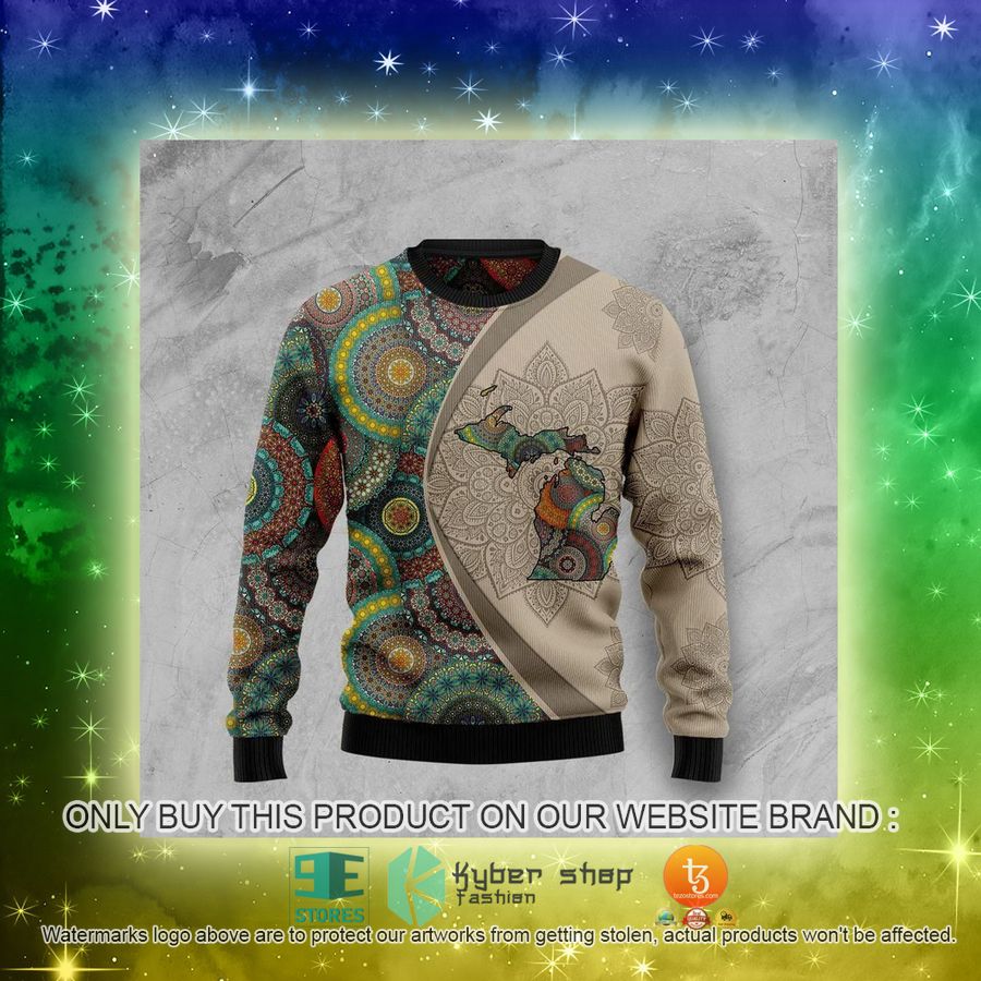 NEW Michigan Mandala Sweatshirt, Sweater 3 michigan mandala ugly sweater 3 90101