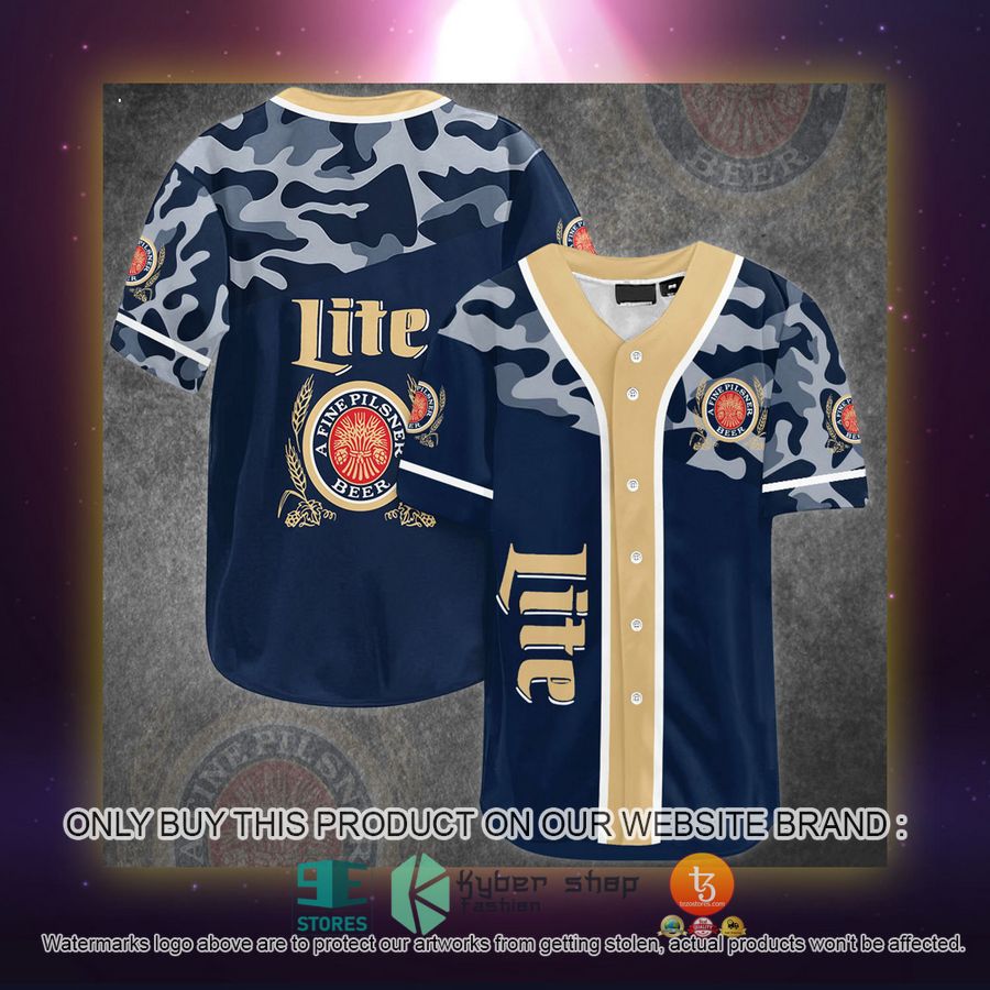 NEW Miller Lite blue camo Baseball Shirt 2 miller lite blue camo baseball jersey 2 45477