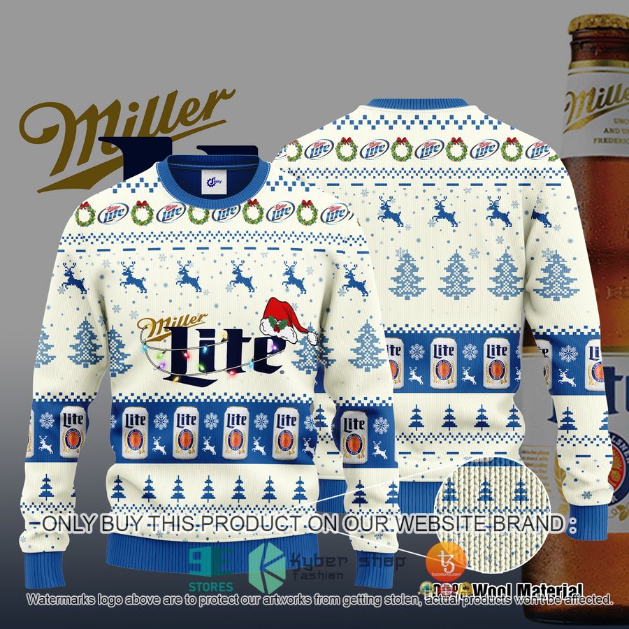 miller lite santa hat christmas ugly christmas sweater 1 54481