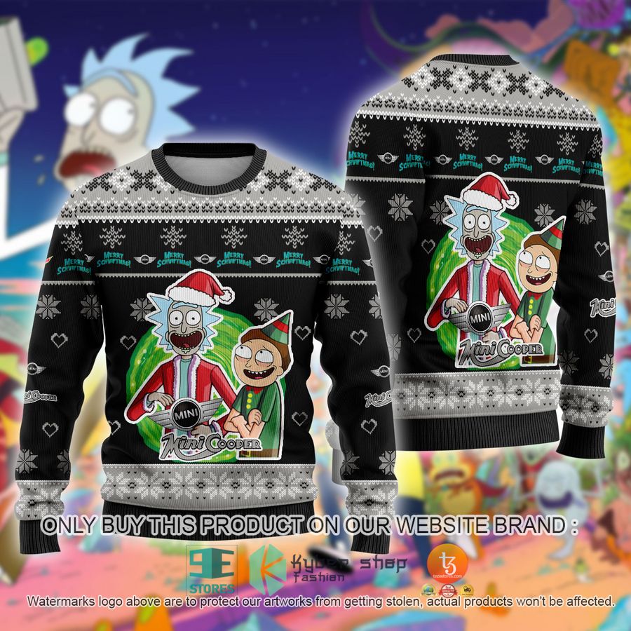 NEW MINI Car Rick and Morty Sweatshirt 1 mini car rick and morty ugly christmas sweater 1 41906
