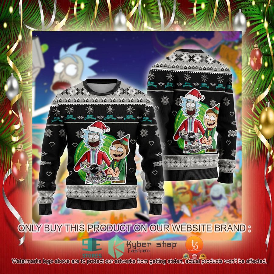 NEW MINI Car Rick and Morty Sweatshirt 2 mini car rick and morty ugly christmas sweater 2 95147