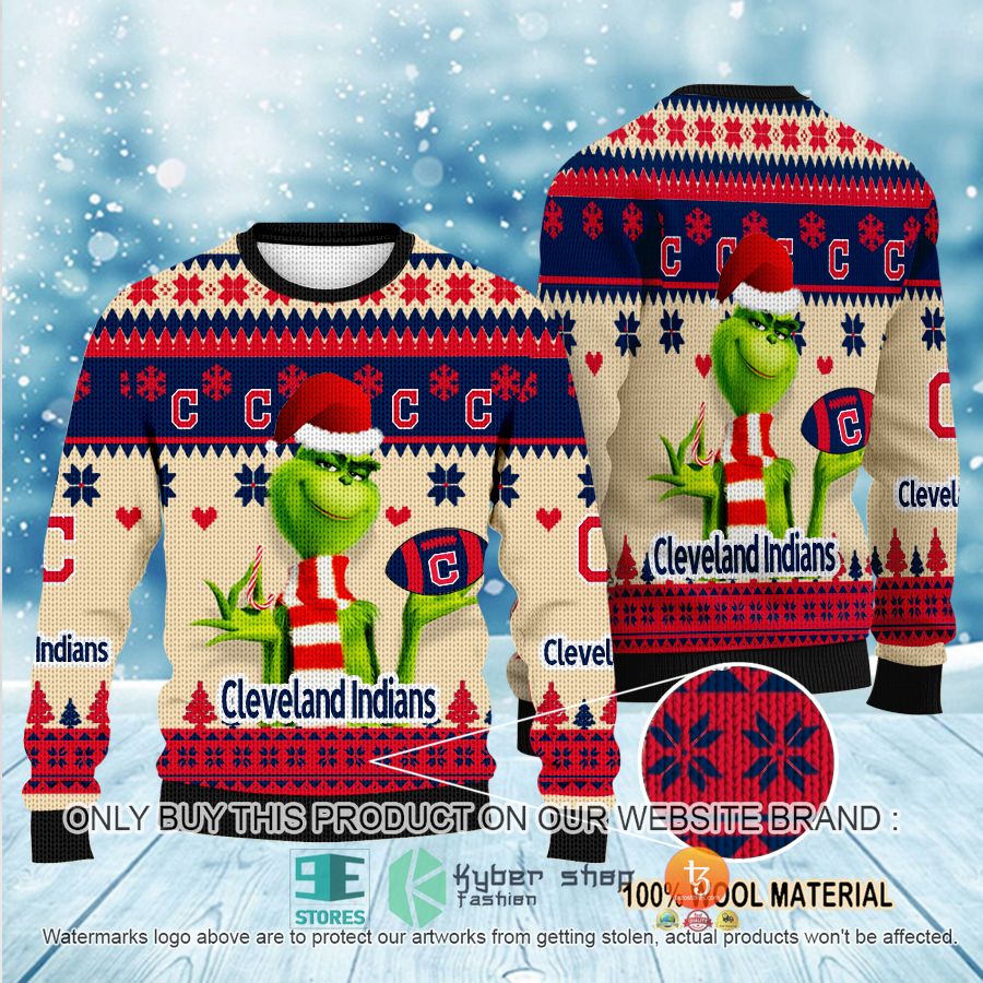 mlb grinch cleveland indians ugly christmas sweater 1 22100