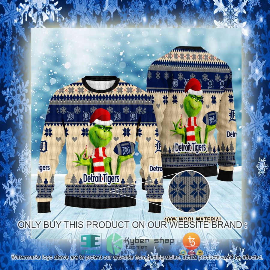 NEW Grinch Detroit Tigers Sweatshirt 3 mlb grinch detroit tigers ugly christmas sweater 3 60578