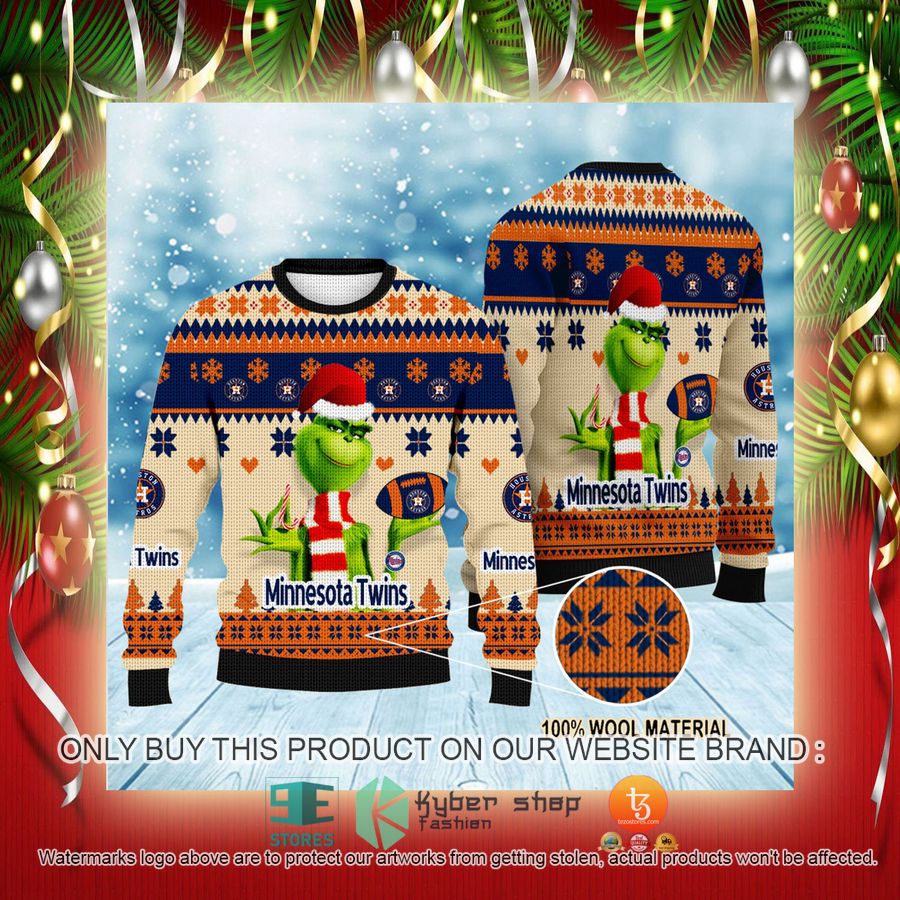 NEW Grinch Houston Astros Sweatshirt 2 mlb grinch houston astros ugly christmas sweater 2 73228