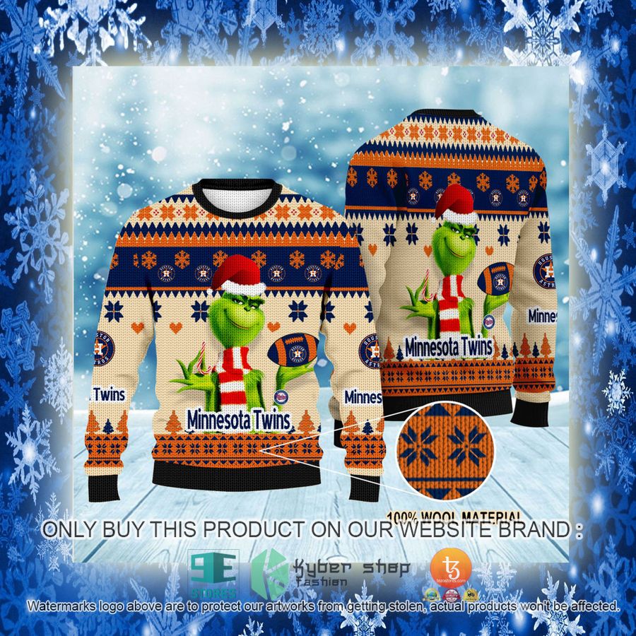 NEW Grinch Houston Astros Sweatshirt 3 mlb grinch houston astros ugly christmas sweater 3 10864
