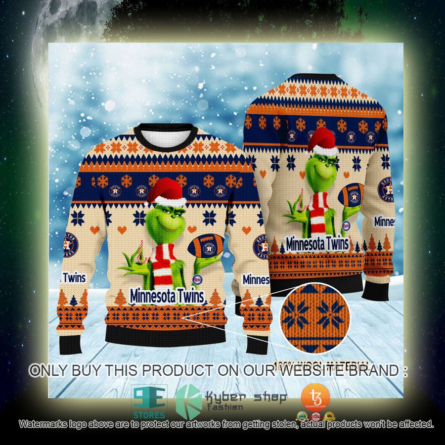 NEW Grinch Houston Astros Sweatshirt 4 mlb grinch houston astros ugly christmas sweater 4 85430