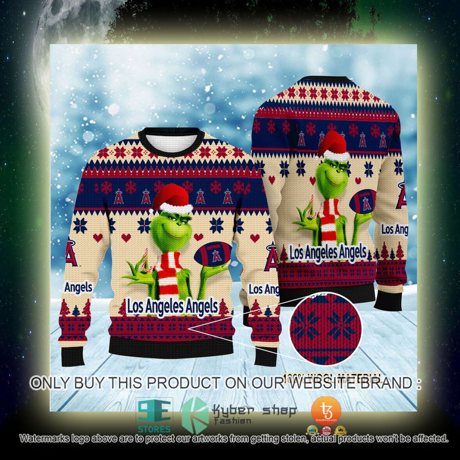 NEW Grinch Los Angeles Angels Sweatshirt 4 mlb grinch los angeles angels ugly christmas sweater 4 208