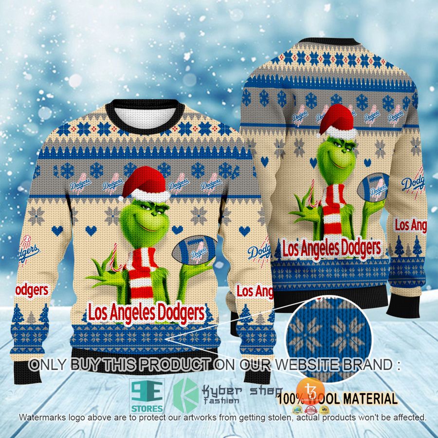 mlb grinch los angeles dodgers ugly christmas sweater 1 48645