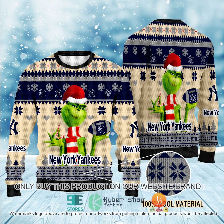 mlb grinch new york yankees ugly christmas sweater 1 28013