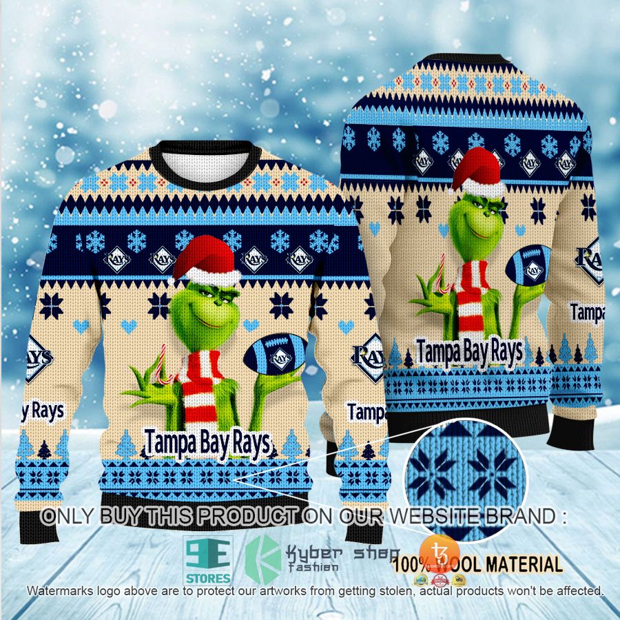 NEW Grinch Tampa Bay Rays Sweatshirt 1 mlb grinch tampa bay rays ugly christmas sweater 1 55525