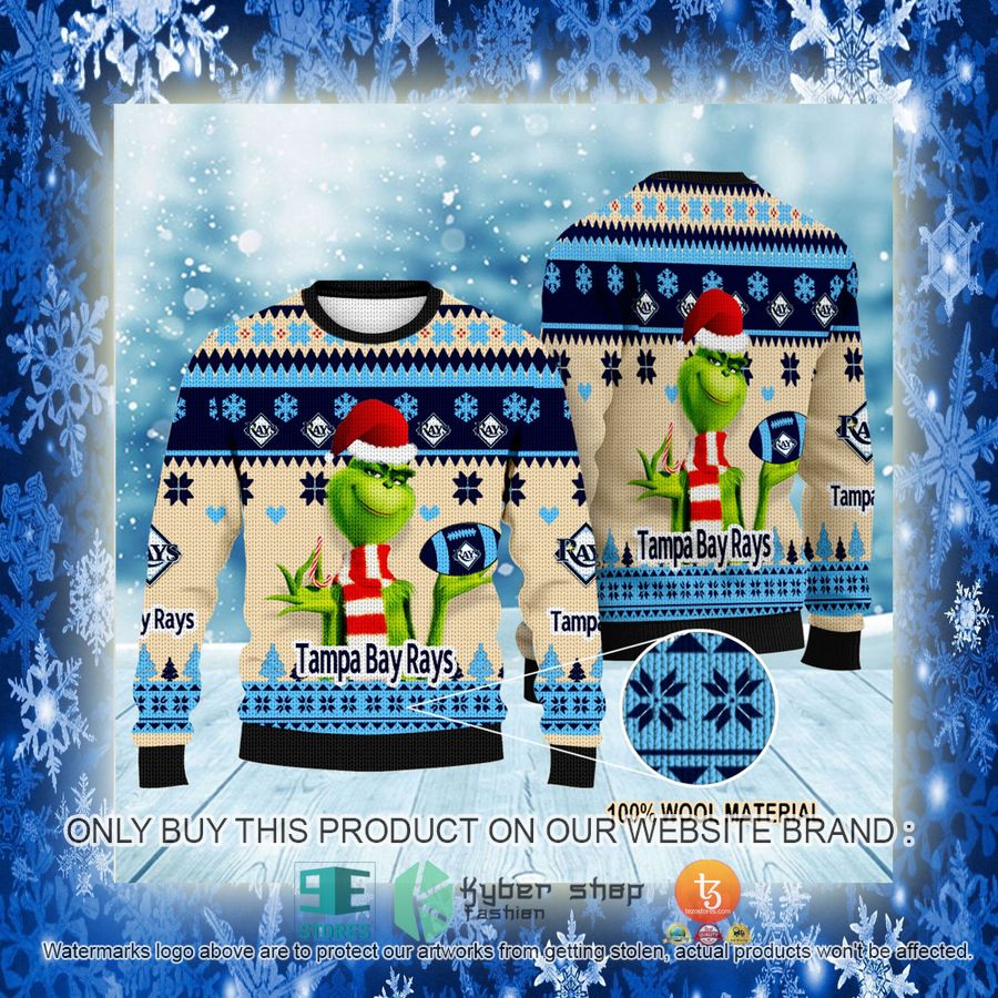 NEW Grinch Tampa Bay Rays Sweatshirt 3 mlb grinch tampa bay rays ugly christmas sweater 3 55204
