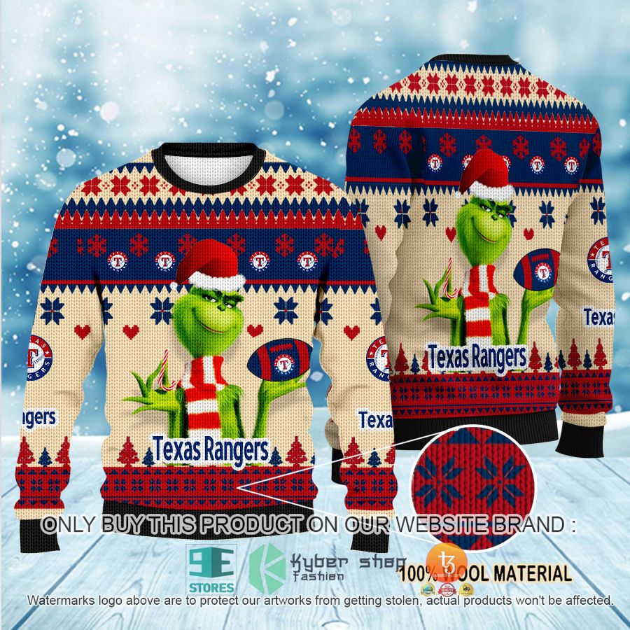 NEW Grinch Texas Rangers Sweatshirt 8 mlb grinch texas rangers ugly christmas sweater 1 18127