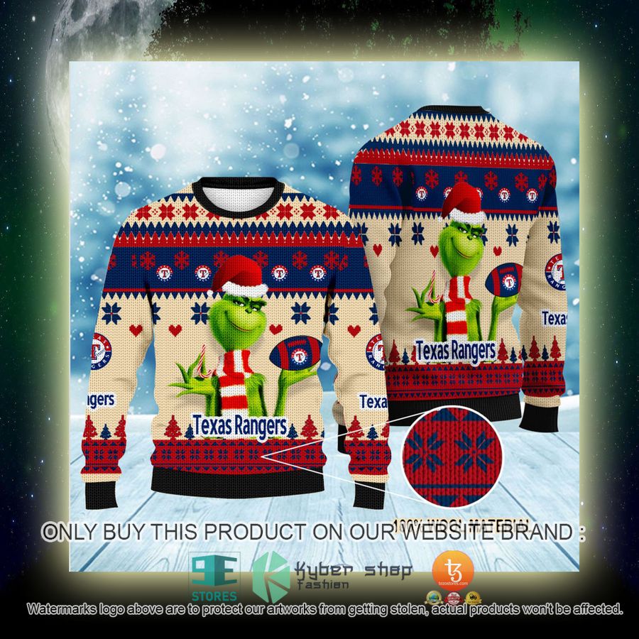 NEW Grinch Texas Rangers Sweatshirt 4 mlb grinch texas rangers ugly christmas sweater 4 44385