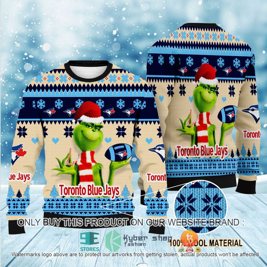 mlb grinch toronto blue jays ugly christmas sweater 1 60525