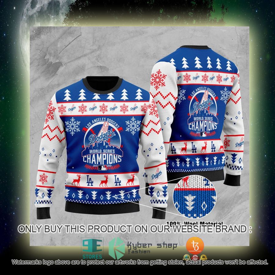 NEW Los Angeles Dodgers World Series Champions Sweatshirt 4 mlb los angeles dodgers world series champions ugly christmas sweater 4 99675