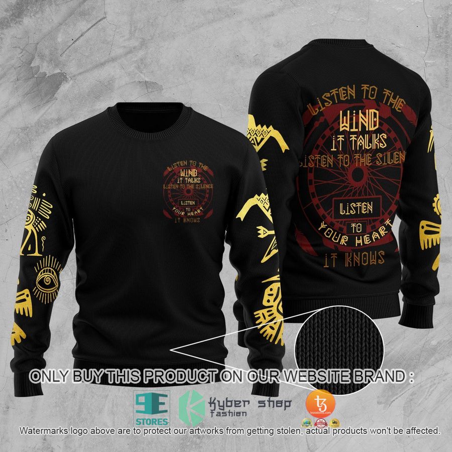 NEW Native American Listen To Your Heart It Knows Sweatshirt, Sweater 8 native american listen to your heart it knows ugly sweater 1 78737