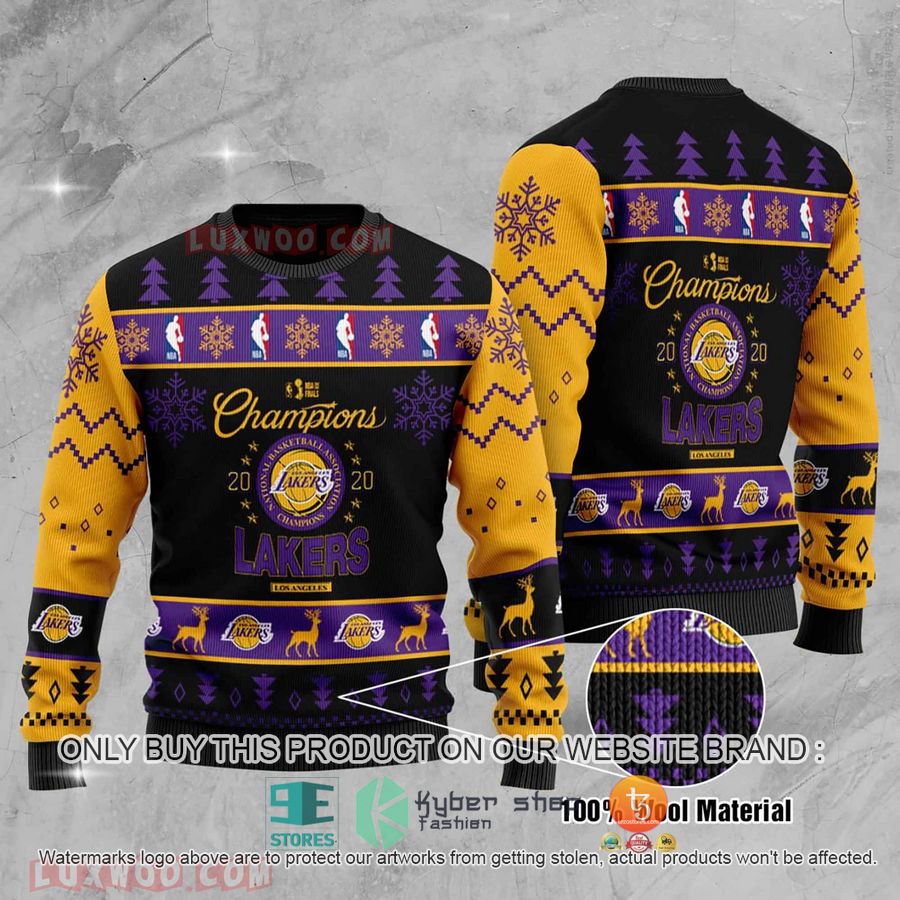 NEW NBA Champions Los Angeles Lakers Sweatshirt 9 nba champions los angeles lakers ugly christmas sweater 1 3471