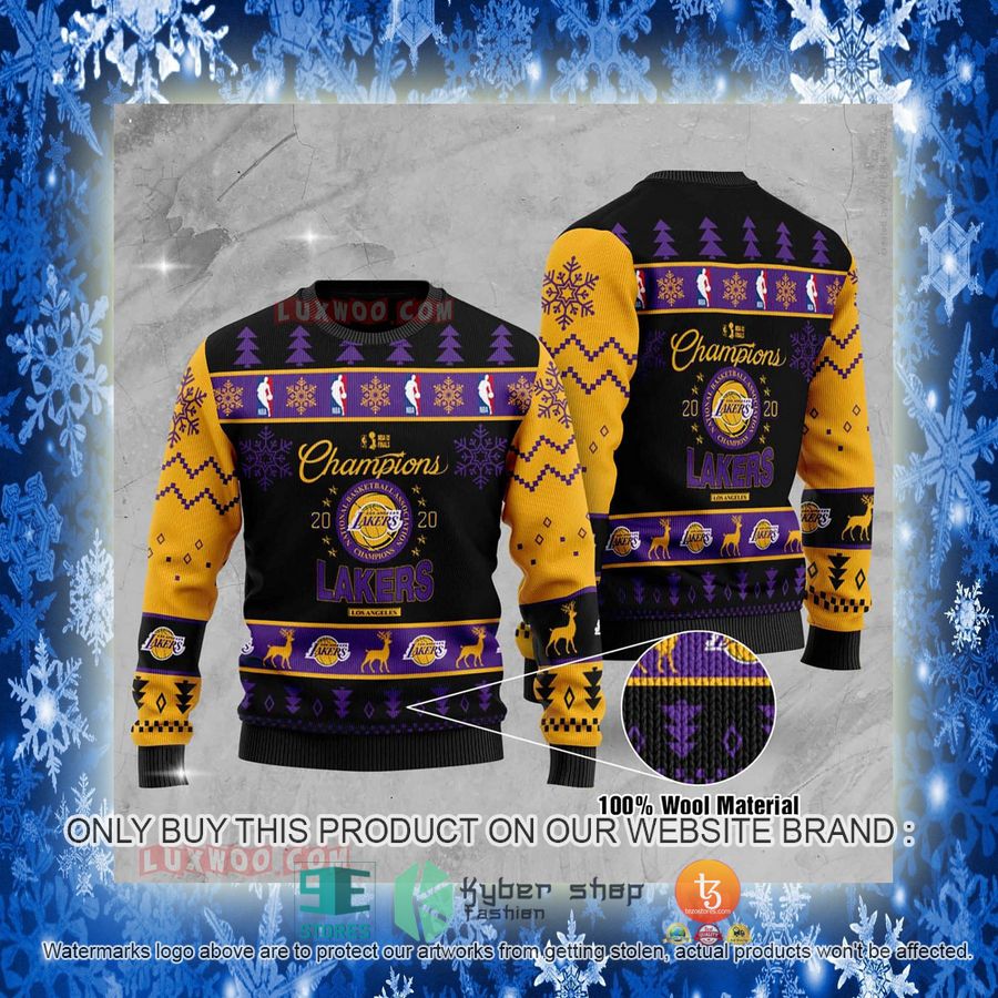 NEW NBA Champions Los Angeles Lakers Sweatshirt 3 nba champions los angeles lakers ugly christmas sweater 3 18757