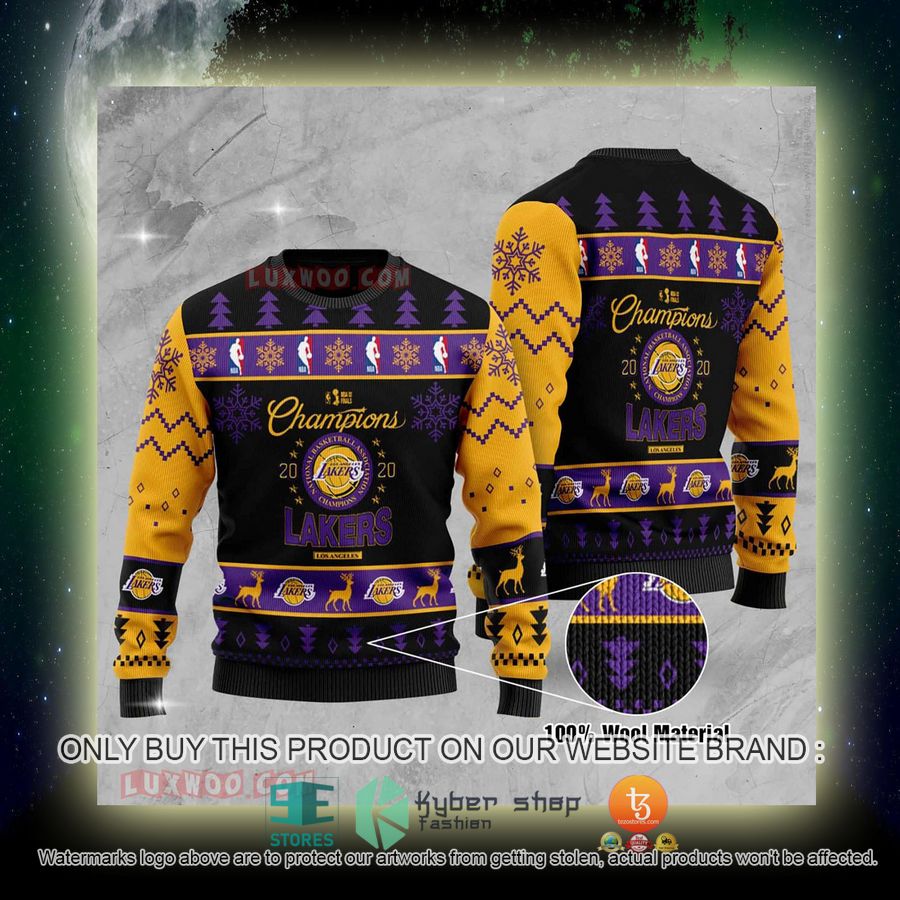 NEW NBA Champions Los Angeles Lakers Sweatshirt 4 nba champions los angeles lakers ugly christmas sweater 4 60113