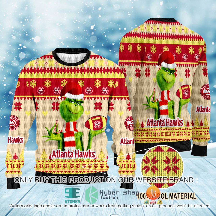 NEW Grinch Atlanta Hawks Sweatshirt 9 nba grinch atlanta hawks ugly christmas sweater 1 23403