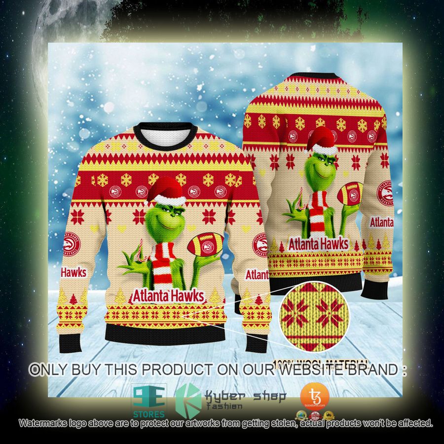 NEW Grinch Atlanta Hawks Sweatshirt 4 nba grinch atlanta hawks ugly christmas sweater 4 96490