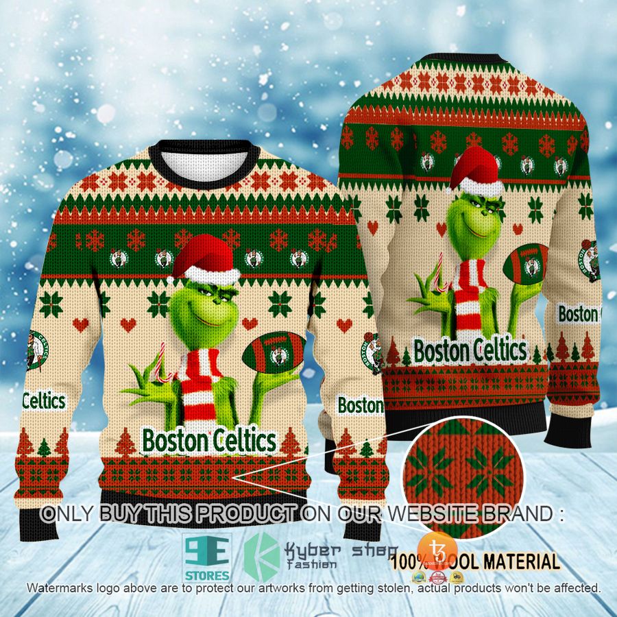 NEW Grinch Boston Celtics Sweatshirt 1 nba grinch boston celtics ugly christmas sweater 1 48271