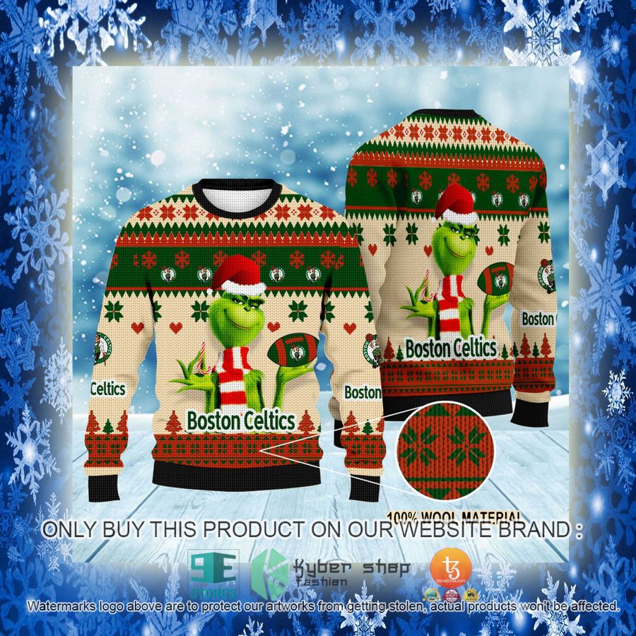 NEW Grinch Boston Celtics Sweatshirt 3 nba grinch boston celtics ugly christmas sweater 3 47665