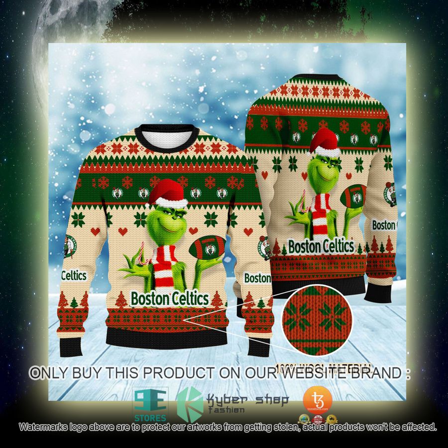 NEW Grinch Boston Celtics Sweatshirt 4 nba grinch boston celtics ugly christmas sweater 4 28684