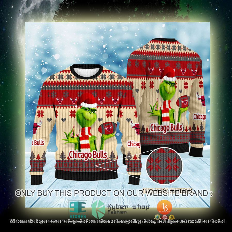 NEW Grinch Chicago Bulls Sweatshirt 4 nba grinch chicago bulls ugly christmas sweater 4 97119