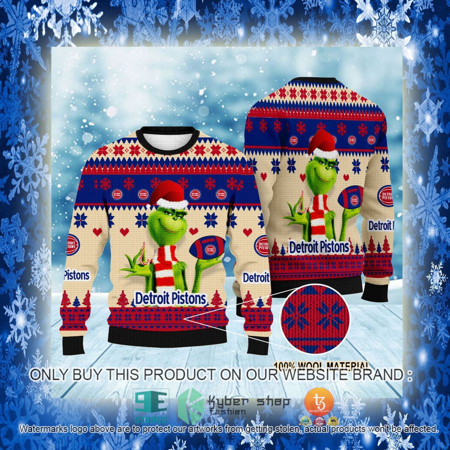 NEW Grinch Detroit Pistons Sweatshirt 3 nba grinch detroit pistons ugly christmas sweater 3 50748