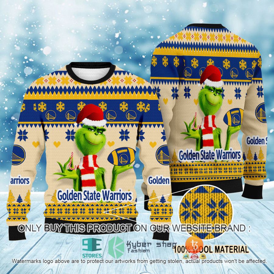 NEW Grinch Golden State Warriors Sweatshirt 9 nba grinch golden state warriors ugly christmas sweater 1 75959