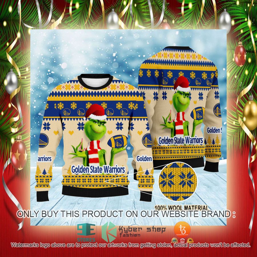 NEW Grinch Golden State Warriors Sweatshirt 2 nba grinch golden state warriors ugly christmas sweater 2 79008