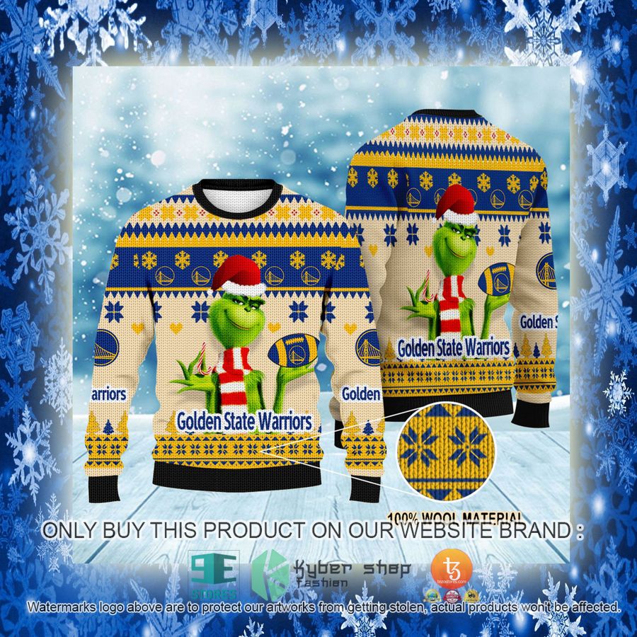 NEW Grinch Golden State Warriors Sweatshirt 3 nba grinch golden state warriors ugly christmas sweater 3 79874
