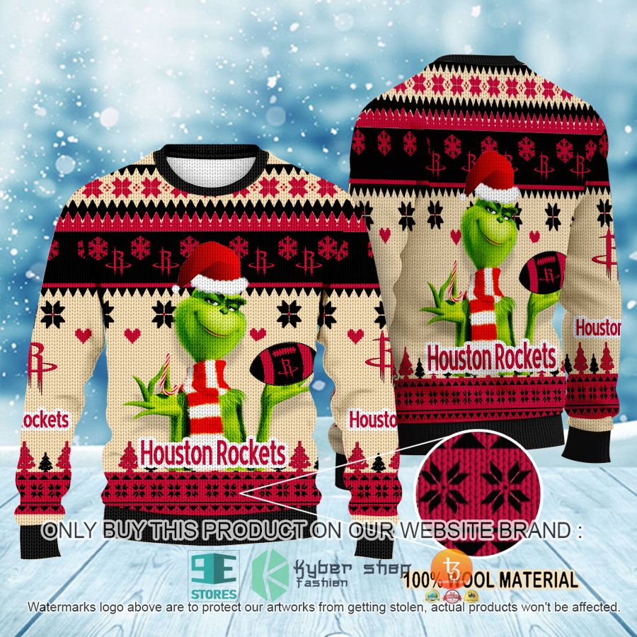 NEW Grinch Houston Rockets Sweatshirt 1 nba grinch houston rockets ugly christmas sweater 1 9510