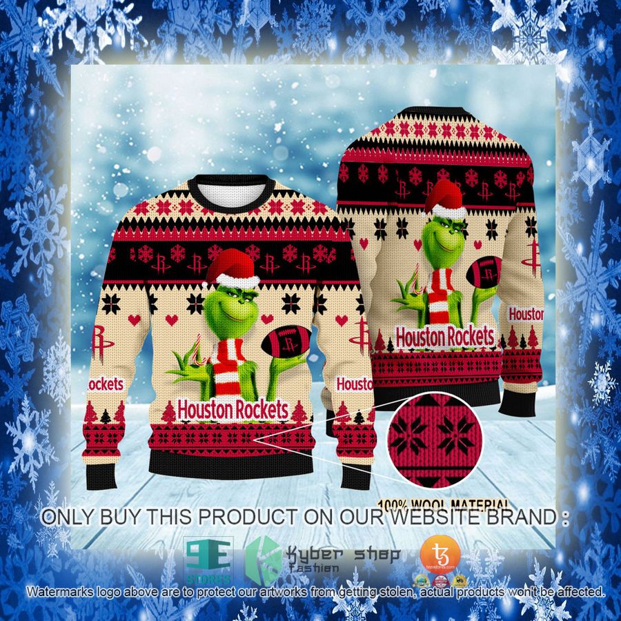 NEW Grinch Houston Rockets Sweatshirt 3 nba grinch houston rockets ugly christmas sweater 3 79675