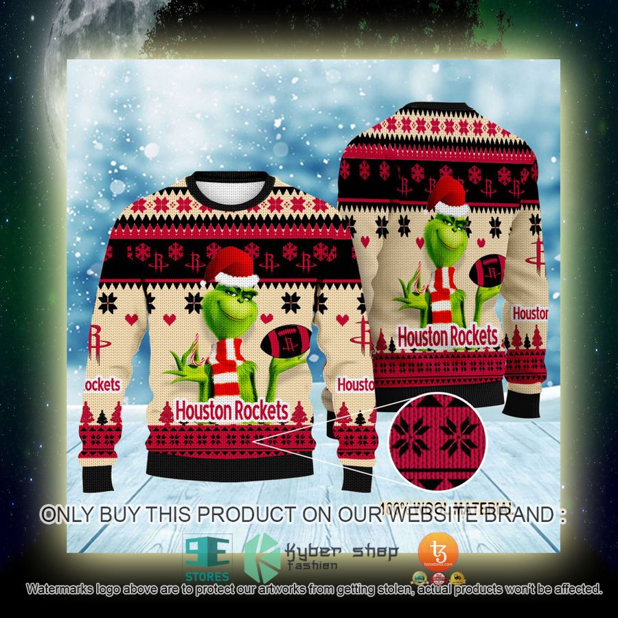 NEW Grinch Houston Rockets Sweatshirt 4 nba grinch houston rockets ugly christmas sweater 4 6511