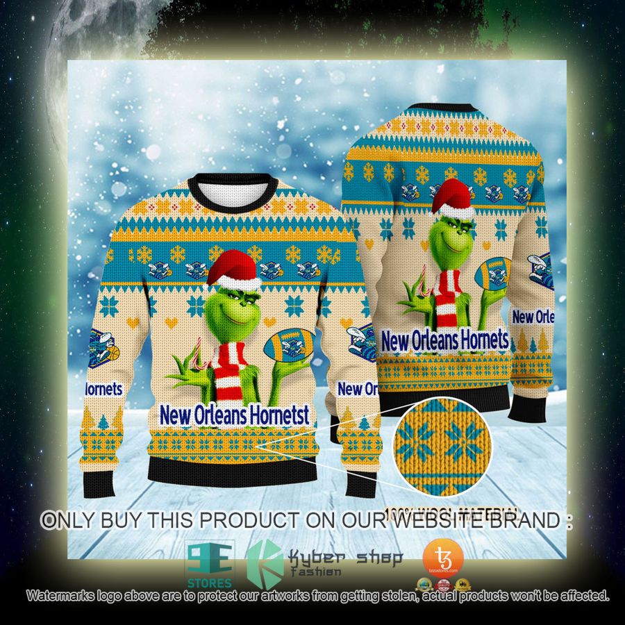 NEW Grinch New Orleans Hornets Sweatshirt 4 nba grinch new orleans hornets ugly christmas sweater 4 78975